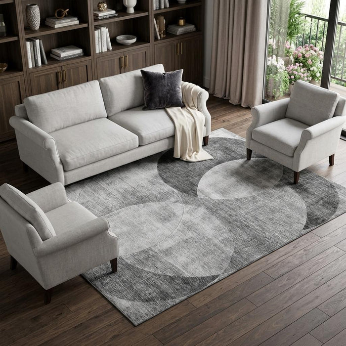 10' X 14' Geometric Washable Area Rug With UV Protection (686264) - Gray / Silver