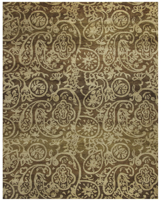 5' X 8' Wool Paisley Hand Knotted Area Rug (744181) - Brown / Tan