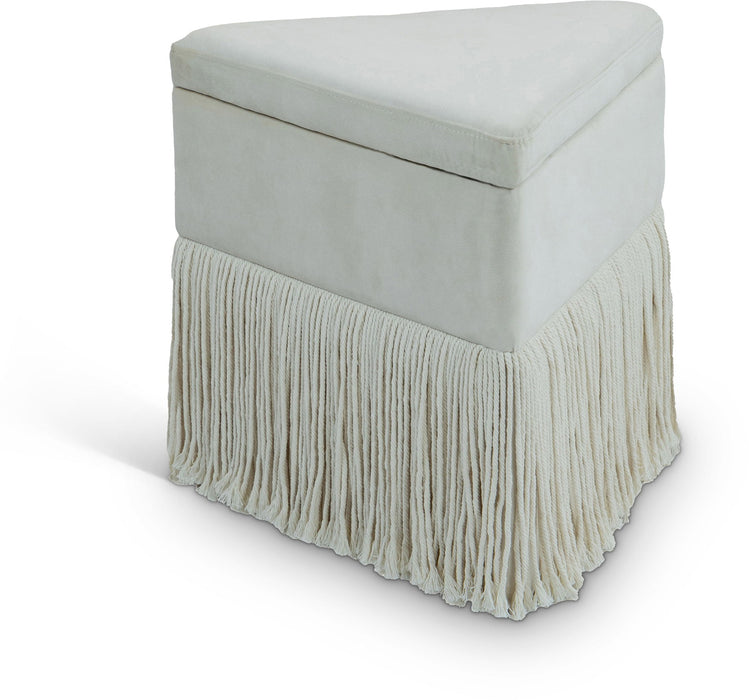 Meridian Furniture Trivoli ottoman stool with plush fabric upholstery and compact design, perfect for living room or bedroom use.