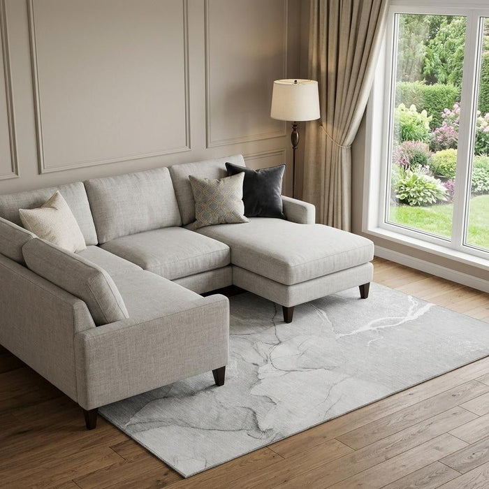 10' X 14' Abstract Washable Area Rug With UV Protection (646966) - Gray / Ivory