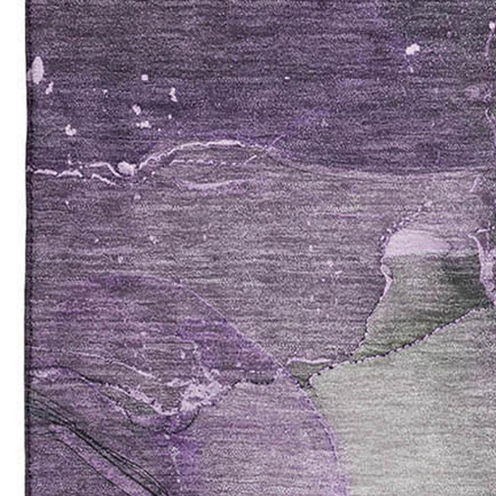 10' X 14' Abstract Washable Area Rug With UV Protection (647380) - Purple / Ivory / Gray