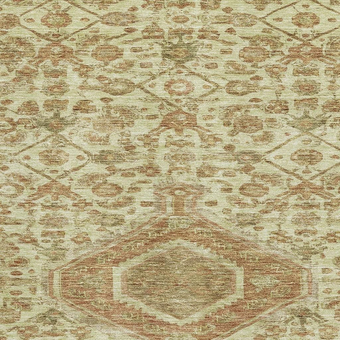 10' X 14' Floral Washable Area Rug With UV Protection (691782) - Beige / Rust / Artichoke Green