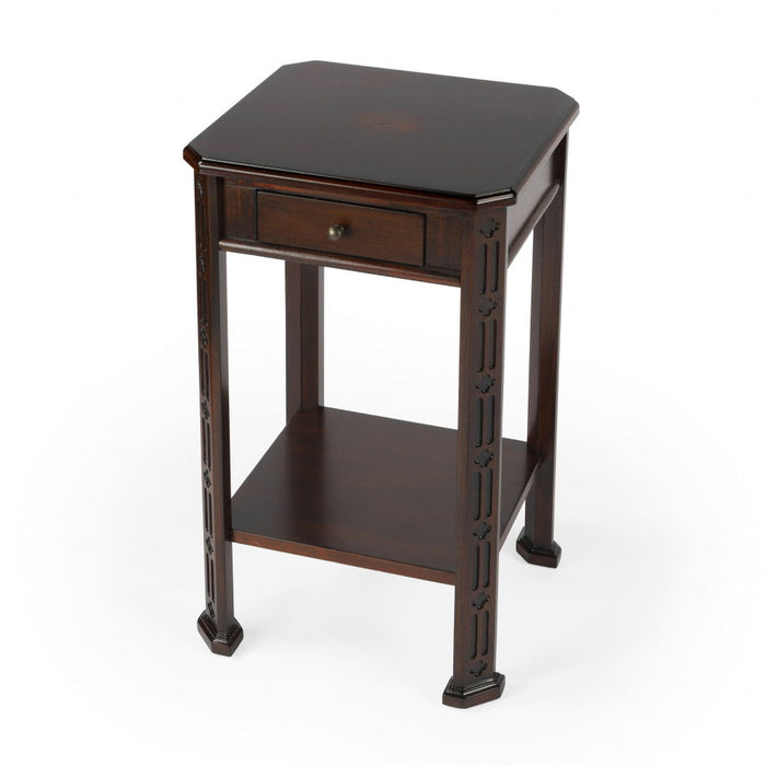 Manufactured Wood Rectangular End Table With Drawer And Shelf - Dark Brown And Cherry