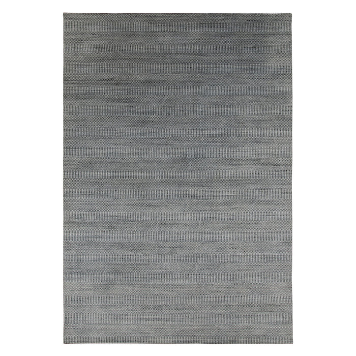 8' X 10' Wool Striped Hand Woven Area Rug - Silver And Blue