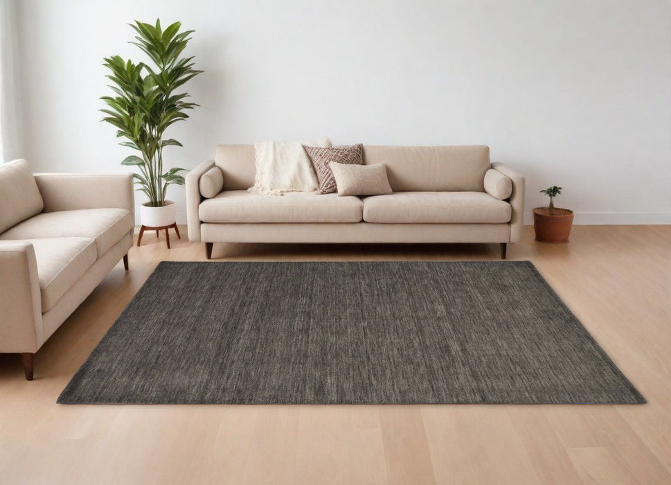 9' x 13' Wool Hand Woven Area Rug - Brown