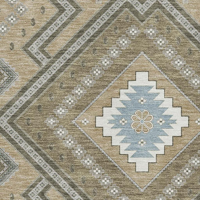 10' X 14' Tribal Washable Area Rug With UV Protection (679252) - Beige / Ivory / Gray