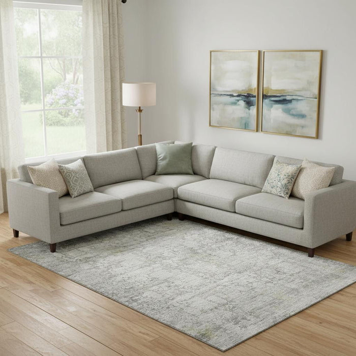 10' X 14' Oriental Washable Area Rug With UV Protection (700655) - Gray / Silver