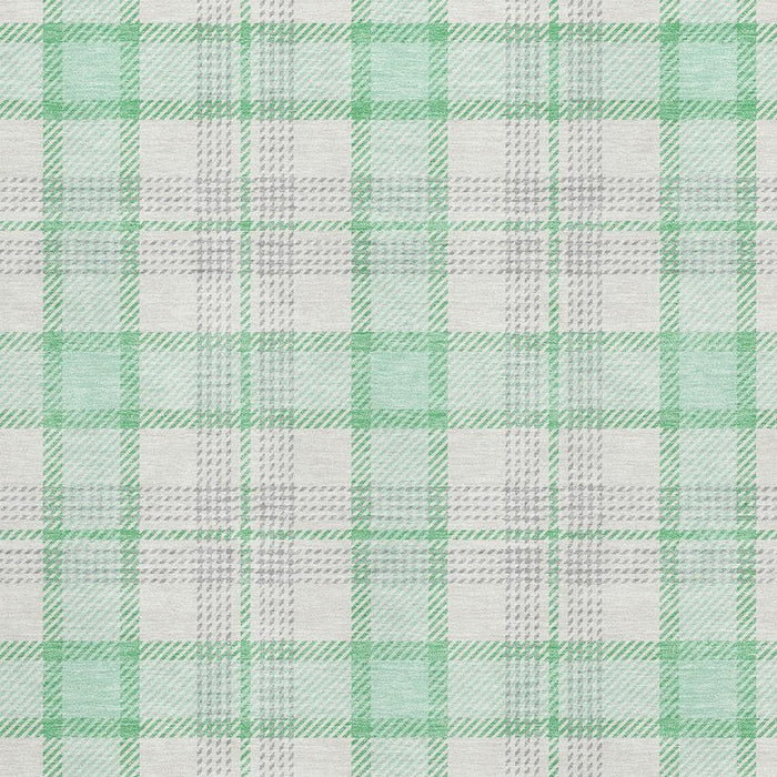 10' X 14' Plaid Washable Area Rug With UV Protection (682511) - Aqua / Ivory / Green