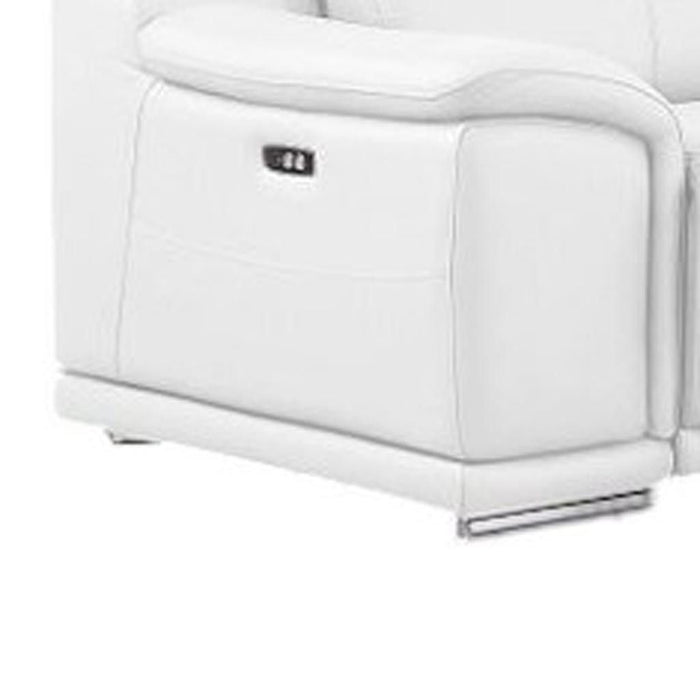 Leather Modular L Shaped Eight Piece Corner Sectional With Console - White
