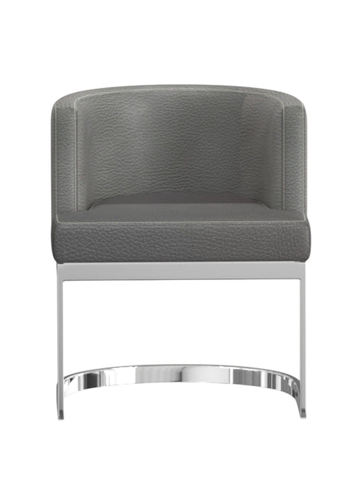 Slipcovered Upholstered Faux Leather Wing Back Dining Side Chair - Gray / Silver