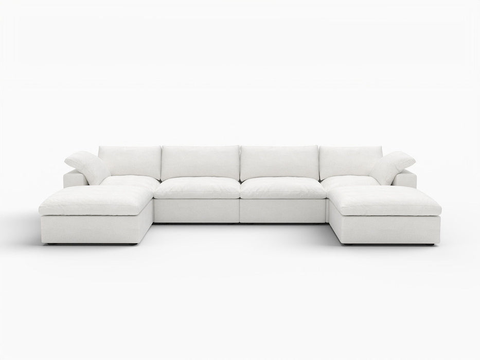 160" 2 Piece Living Room Set Blend Modular Sofa With Ottoman Storage - White