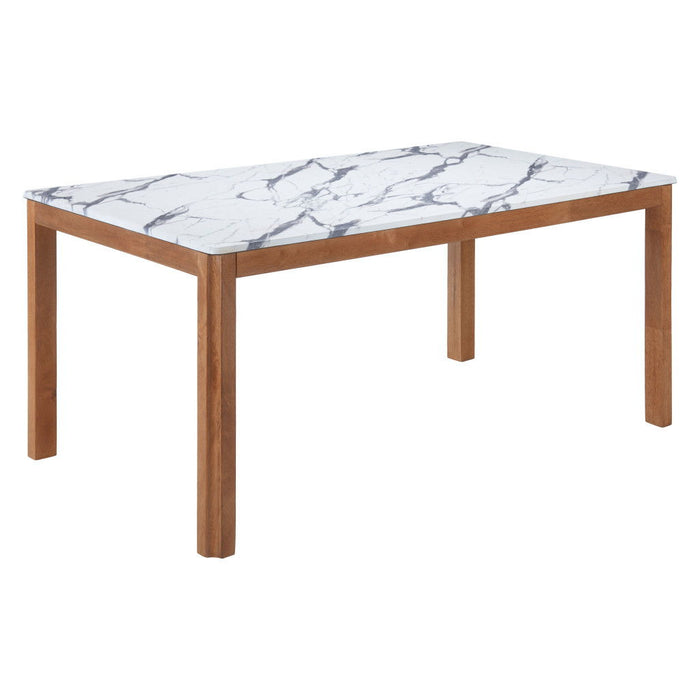 63" Wood And Solid Wood Dining Table - White