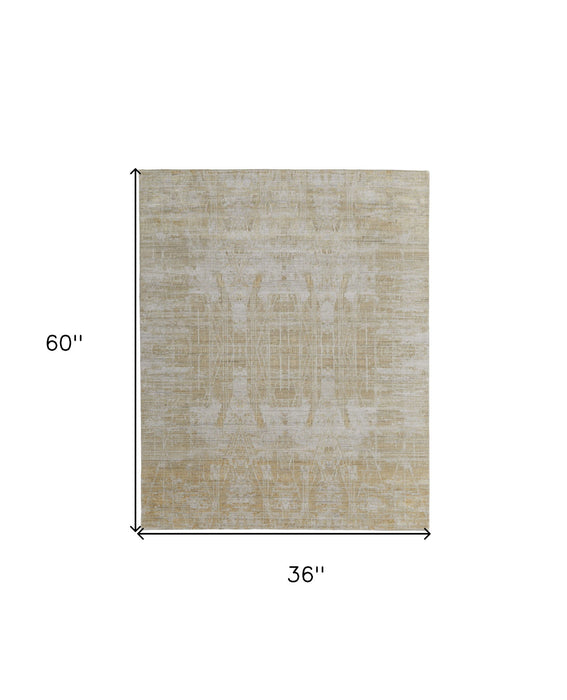 3' x 5' Modern Abstract Hand Woven Area Rug - Yellow And Ivory