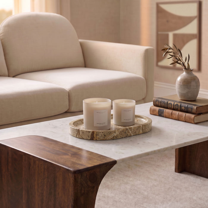 Marble tray by Meridian Furniture featuring a sleek, polished genuine marble surface suitable for decorative or serving purposes.