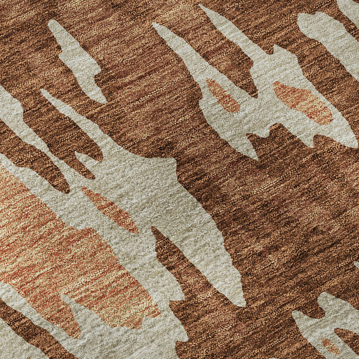10' X 14' Abstract Washable Area Rug With UV Protection (675864) - Rust / Beige / Peach