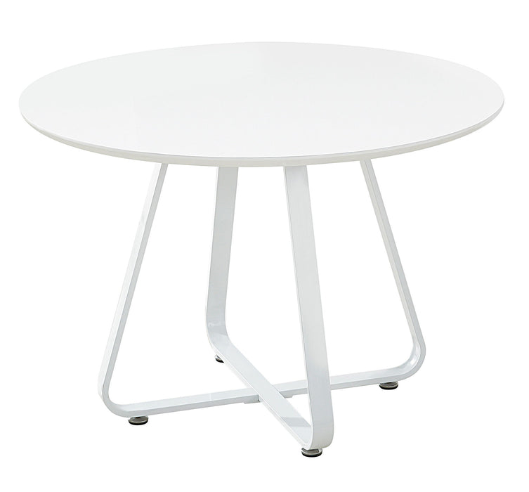 43" Wood And Metal Sled Base Round Top Dining Table - White