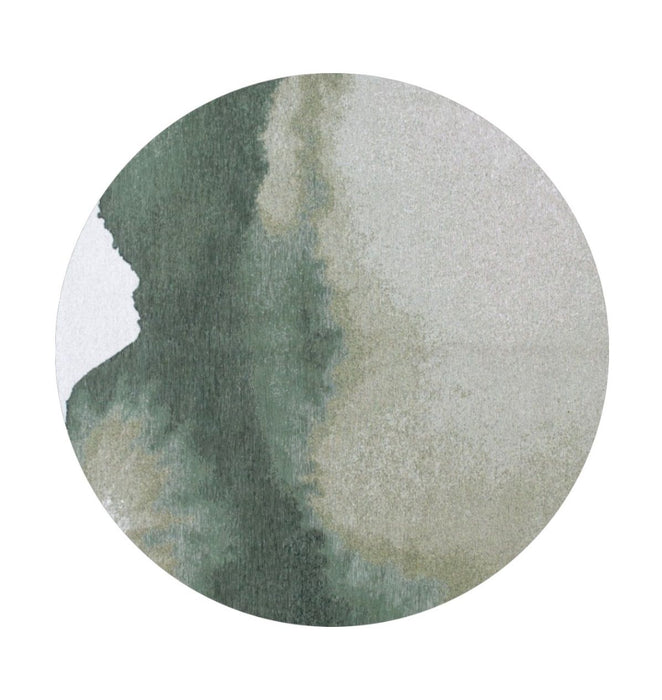 5' Abstract Washable Round Rug (551808) - Gray / Green