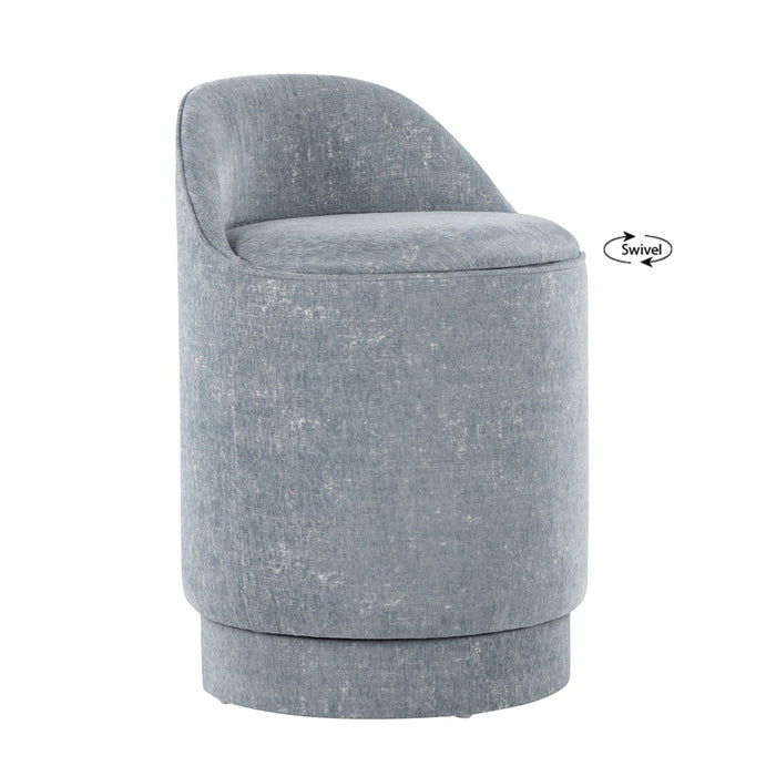 Marla - Upholstered Vanity Stool - Light Blue Fabric