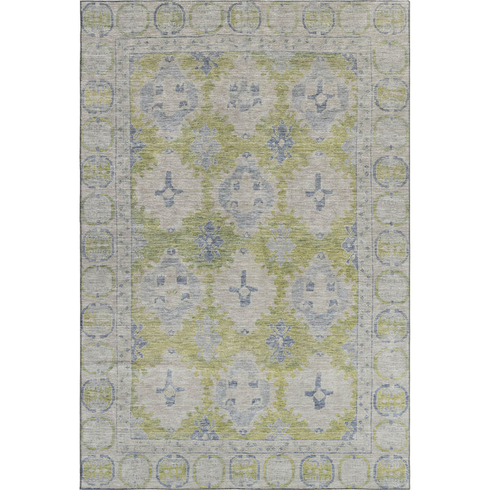 10' X 14' Oriental Washable Area Rug With UV Protection (700475) - Artichoke Green / Blue