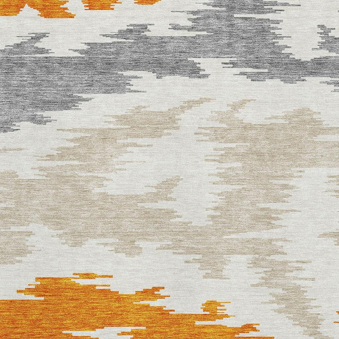 8' X 10' Transitional Abstract Washable Area Rug With UV Protection - Orange