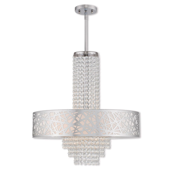 25" Five Light Dimmable Chandelier With Shades - Silver