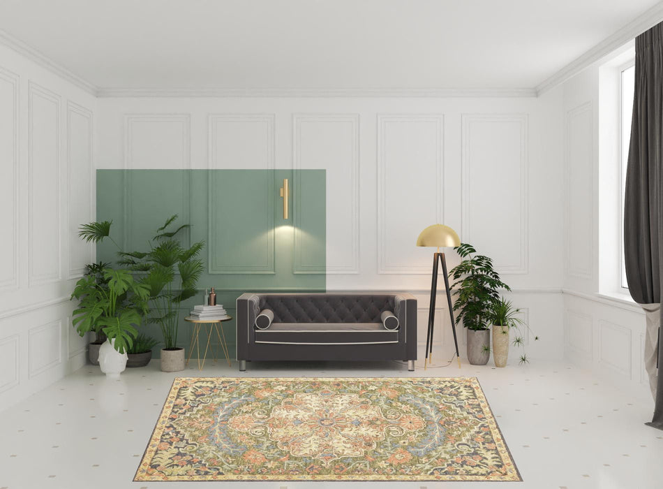 8' x 10' Oriental Hand Tufted Area Rug - Blue And Green