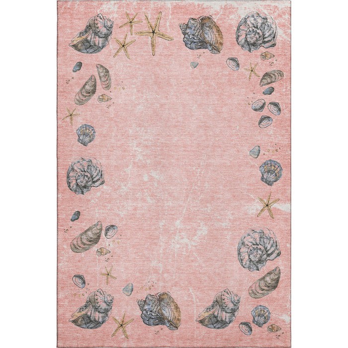 8' X 10' Geometric Washable Area Rug With UV Protection (646059) - Peach / Gray / Ivory