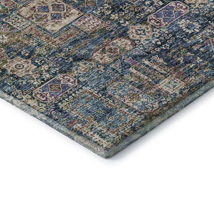 10' X 14' Floral Washable Area Rug With UV Protection (653386) - Green / Blue / Beige