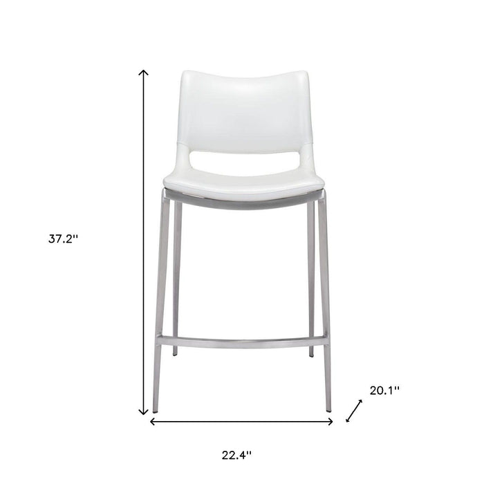 25" Steel Low Back Counter Height Bar Chairs (Set of 2) - White And Silver
