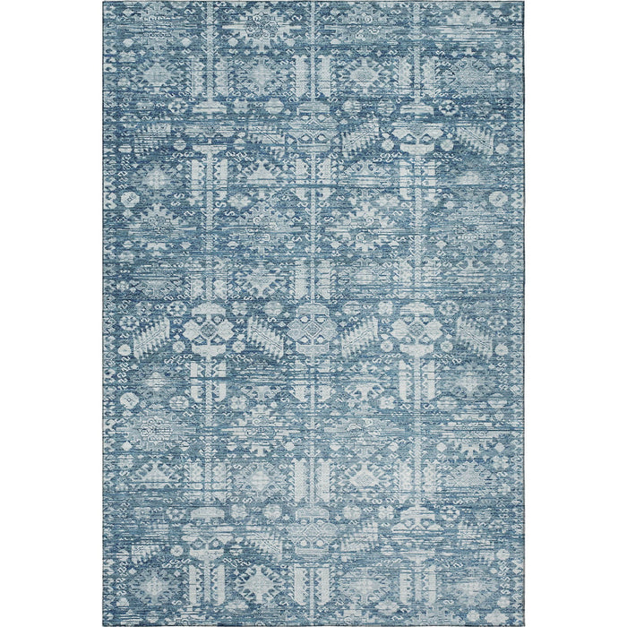 10' X 14' Oriental Washable Area Rug With UV Protection (700853) - Denim Blue / Ivory
