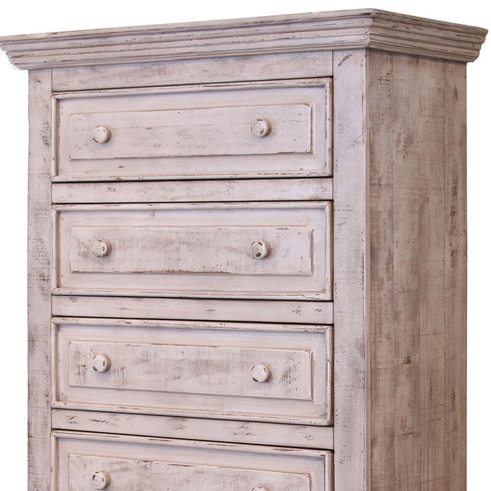 Solid Wooden 5 Drawer Chest - White