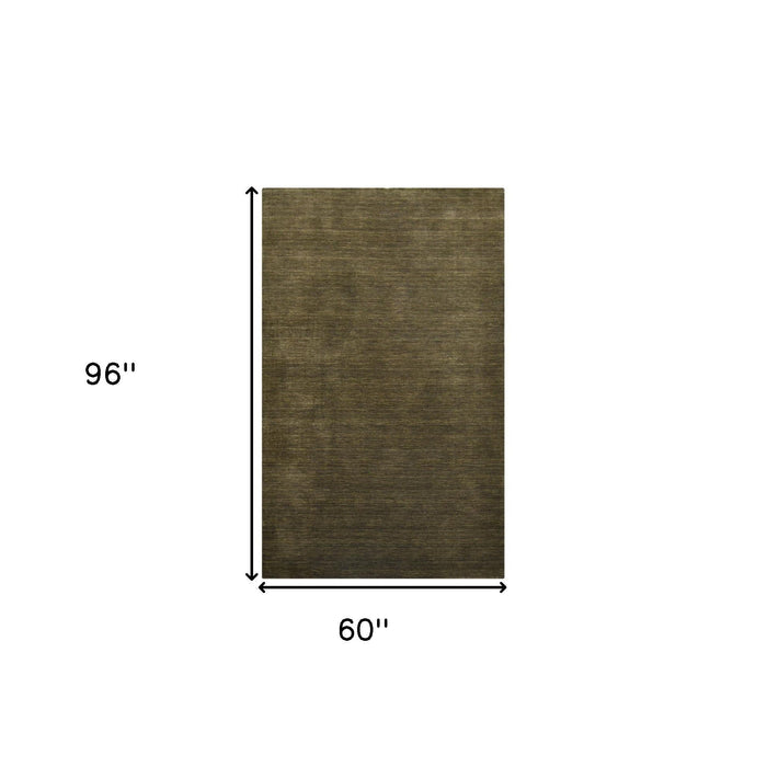 5' X 8' Wool Hand Woven Area Rug - Brown