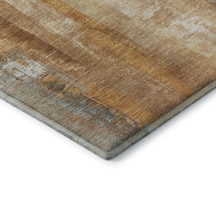 10' X 14' Abstract Washable Area Rug With UV Protection (714811) - Copper / Ivory