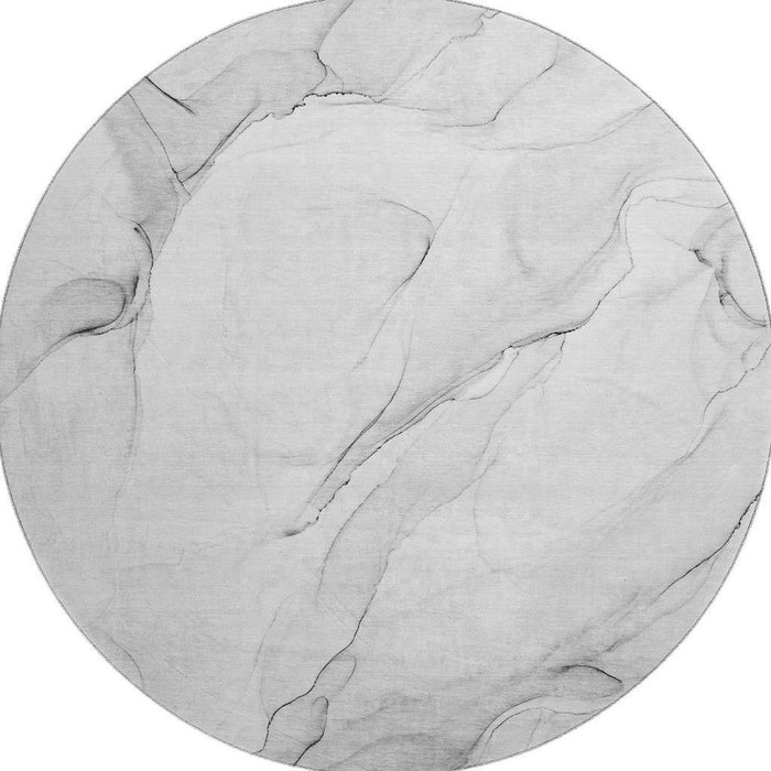 8' Abstract Washable Round Rug With UV Protection (647137) - Gray / Ivory