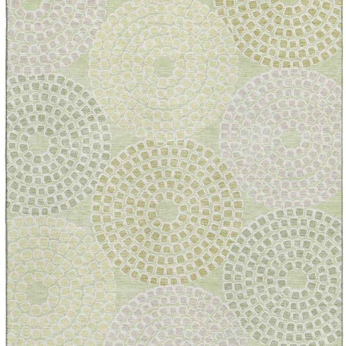 10' X 14' Geometric Washable Area Rug With UV Protection (670135) - Mint Green / Gray / Olive Green
