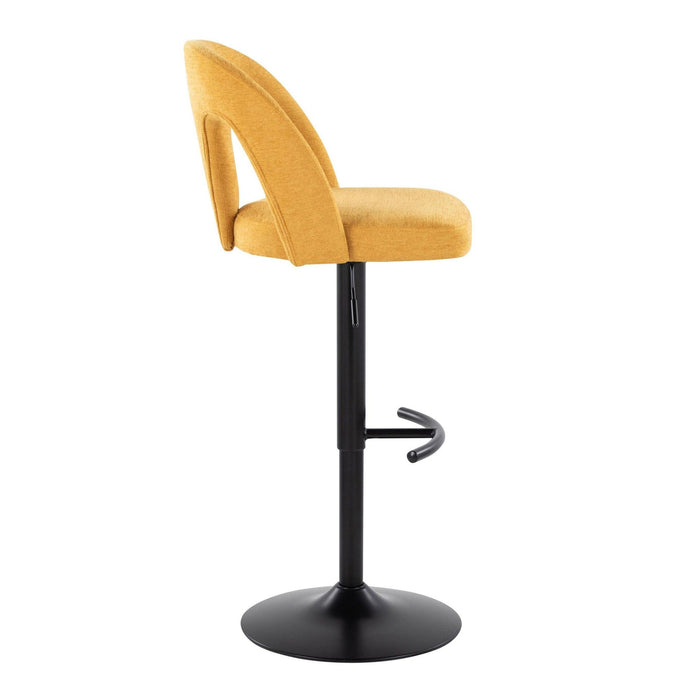 Ava - Upholstered Adjustable Barstool (Set of 2) - Black Metal