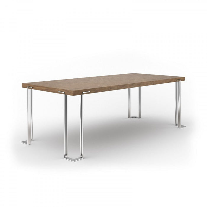 Wood Stainless Steel Dining Table - Brown / Silver