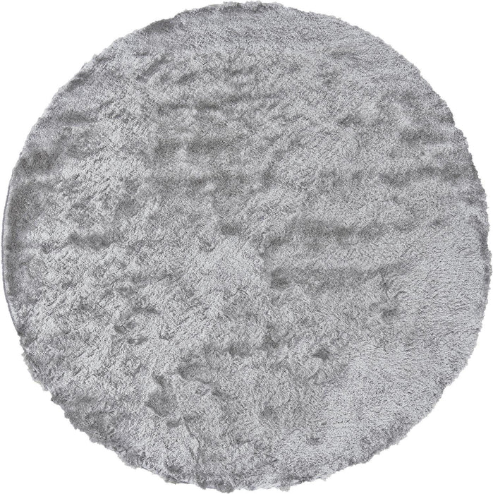8' Round Shag Tufted Handmade Area Rug - Gray And Silver