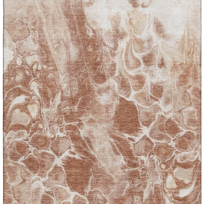 10' X 14' Abstract Washable Area Rug With UV Protection (708613) - Terra Cotta / Ivory