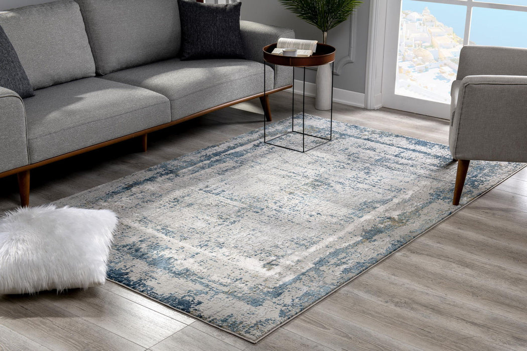 5' x 7' Abstract Area Rug - Ivory And Blue