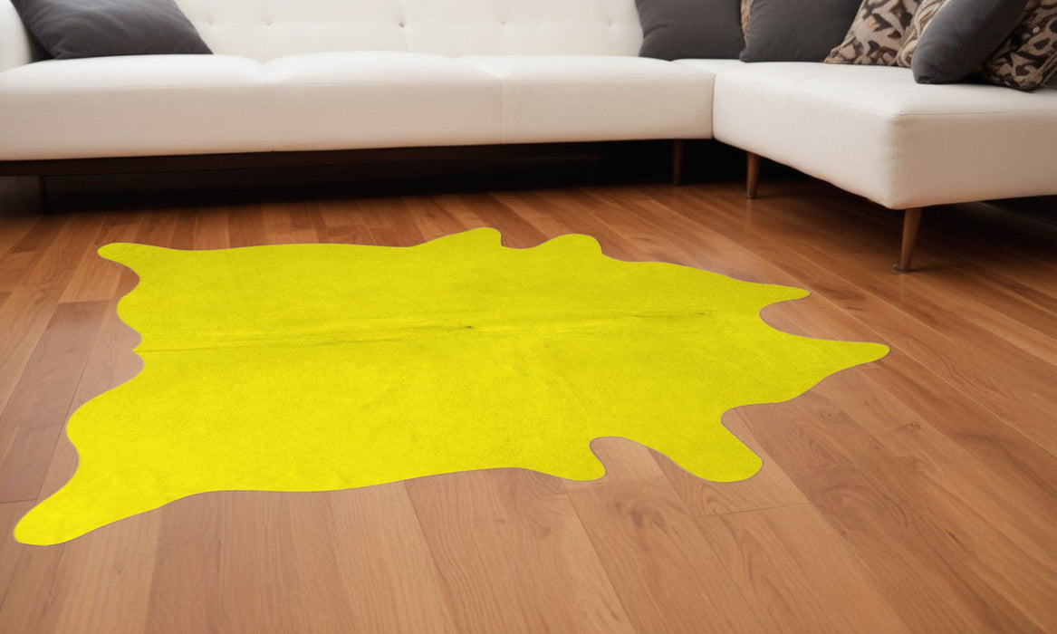 60" x 84" Cowhide Area Rug - Yellow