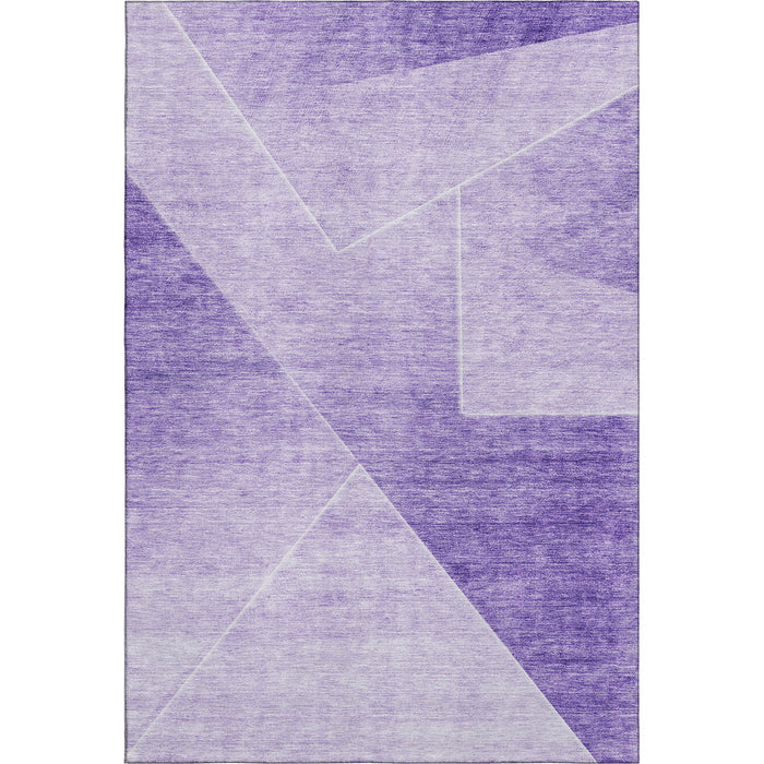 8' X 10' Geometric Washable Area Rug With UV Protection - Purple And Ivory