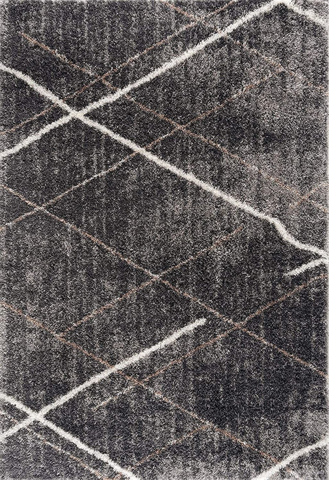 8' x 11' Modern Distressed Lines Area Rug - Gray
