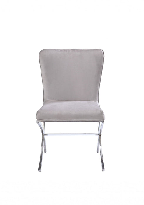 Velvet And Silver Parsons Chair - Beige