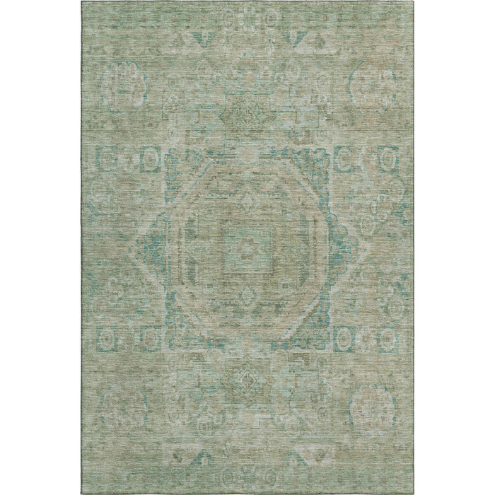 10' X 14' Oriental Washable Area Rug With UV Protection (699879) - Sage / Beige