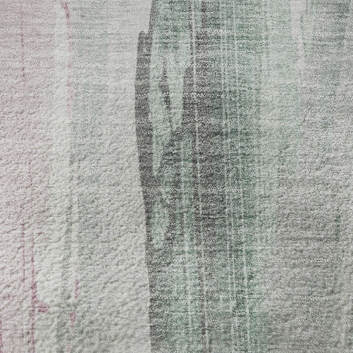10' X 14' Abstract Washable Area Rug With UV Protection (705575) - Sage / Blush