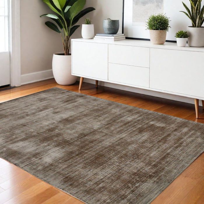 4' X 6' Abstract Hand Woven Area Rug - Brown And Gray