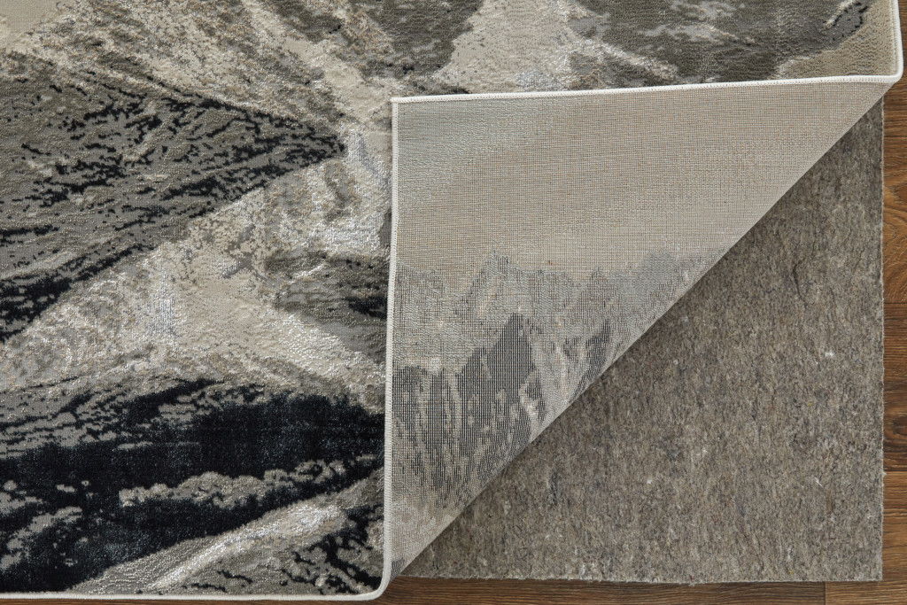10' X 13' Abstract Area Rug - Black And Silver