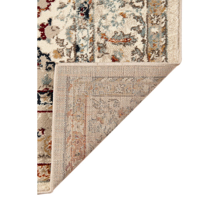 9' x 12' Floral Medallion Power Loom Area Rug - Beige Rust And Navy