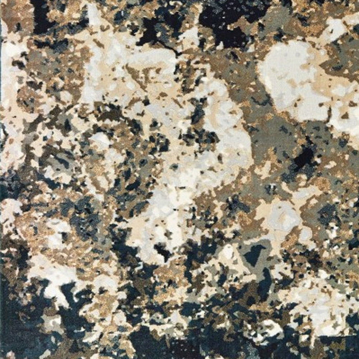 7' x 10' Abstract Marble Indoor Area Rug - Ivory Navy